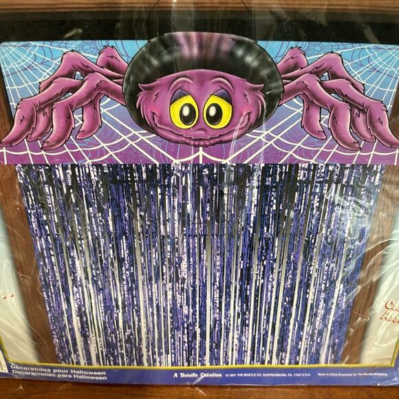 NEW! Vintage Beistle Halloween Hanging Spider Curtain Circa 2001 - Picture 2 of 5